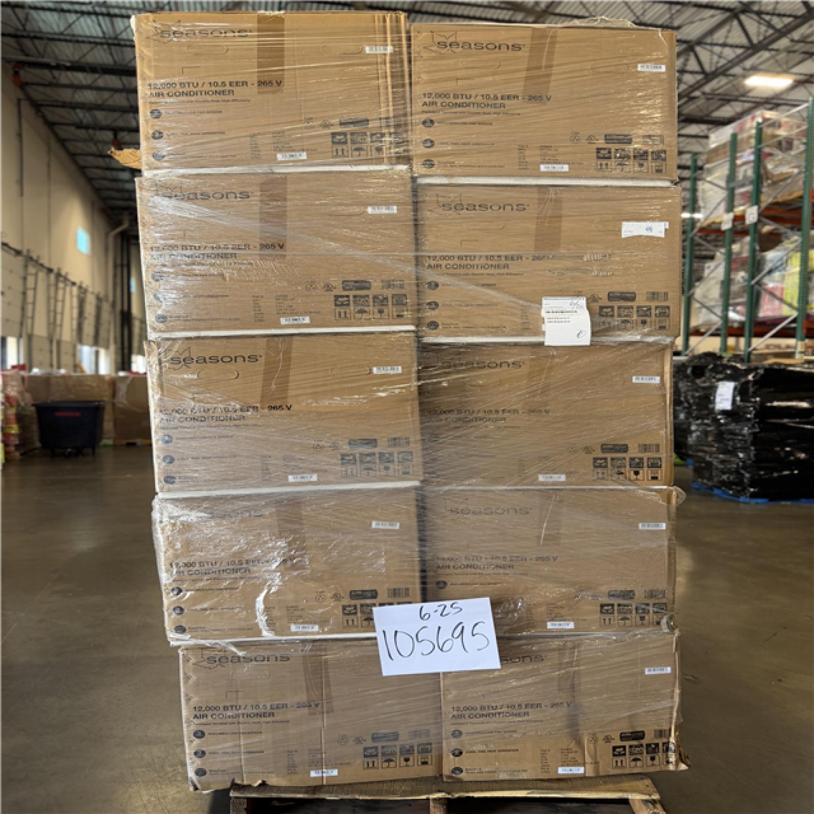 DALLAS LOCATION - AS-IS SEASONS 12,000 BTU 265V AIR CONDITIONER PALLET-(10 UNITS) 