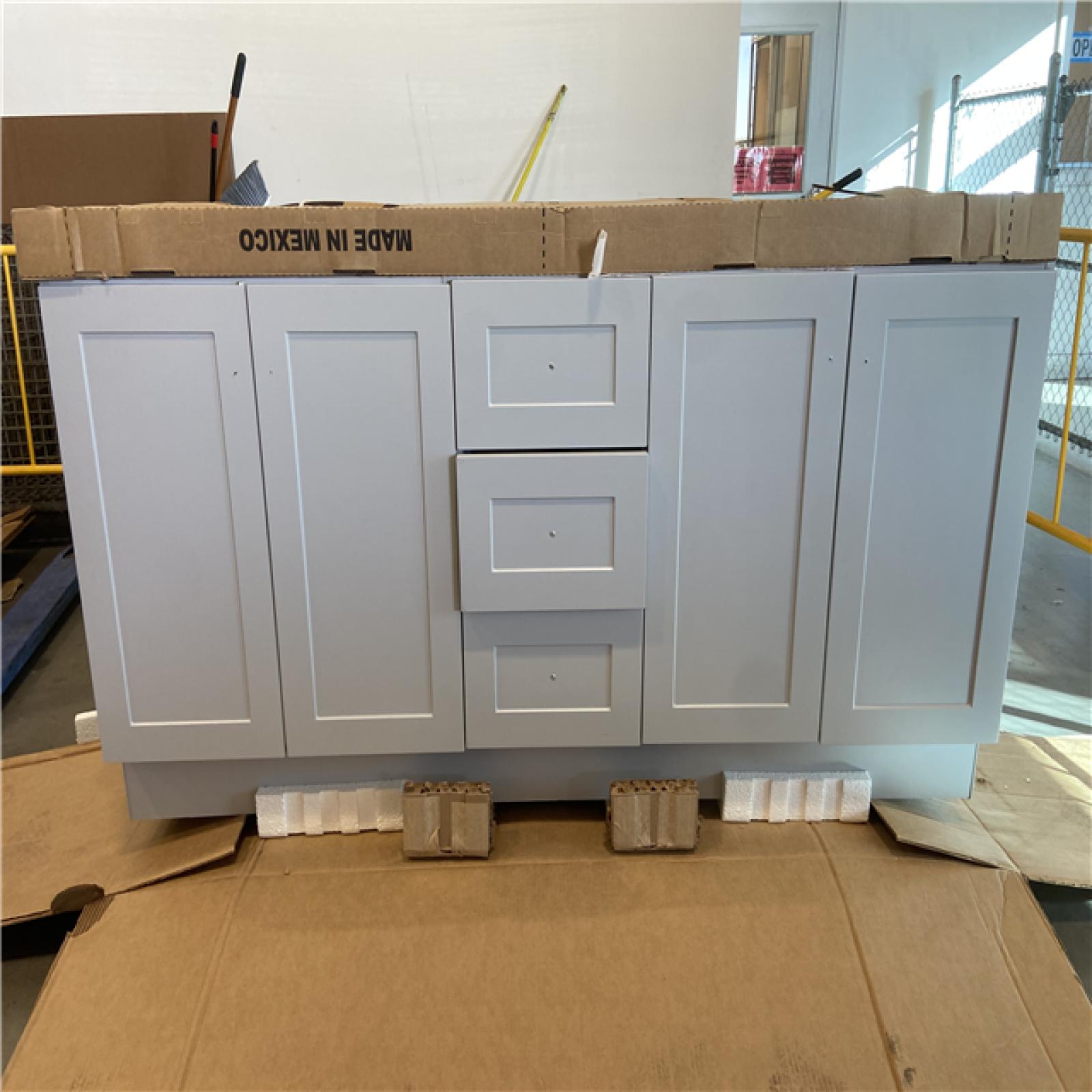 DALLAS LOCATION - Glacier Bay Bannister 73 in. Double Sink Pearl Gray Bath Vanity with Granite-Look Colorpoint White Cultured Marble Top (Assembled)