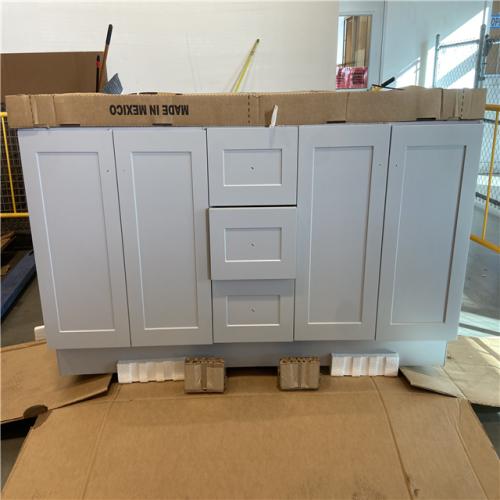 DALLAS LOCATION - Glacier Bay Bannister 73 in. Double Sink Pearl Gray Bath Vanity with Granite-Look Colorpoint White Cultured Marble Top (Assembled)