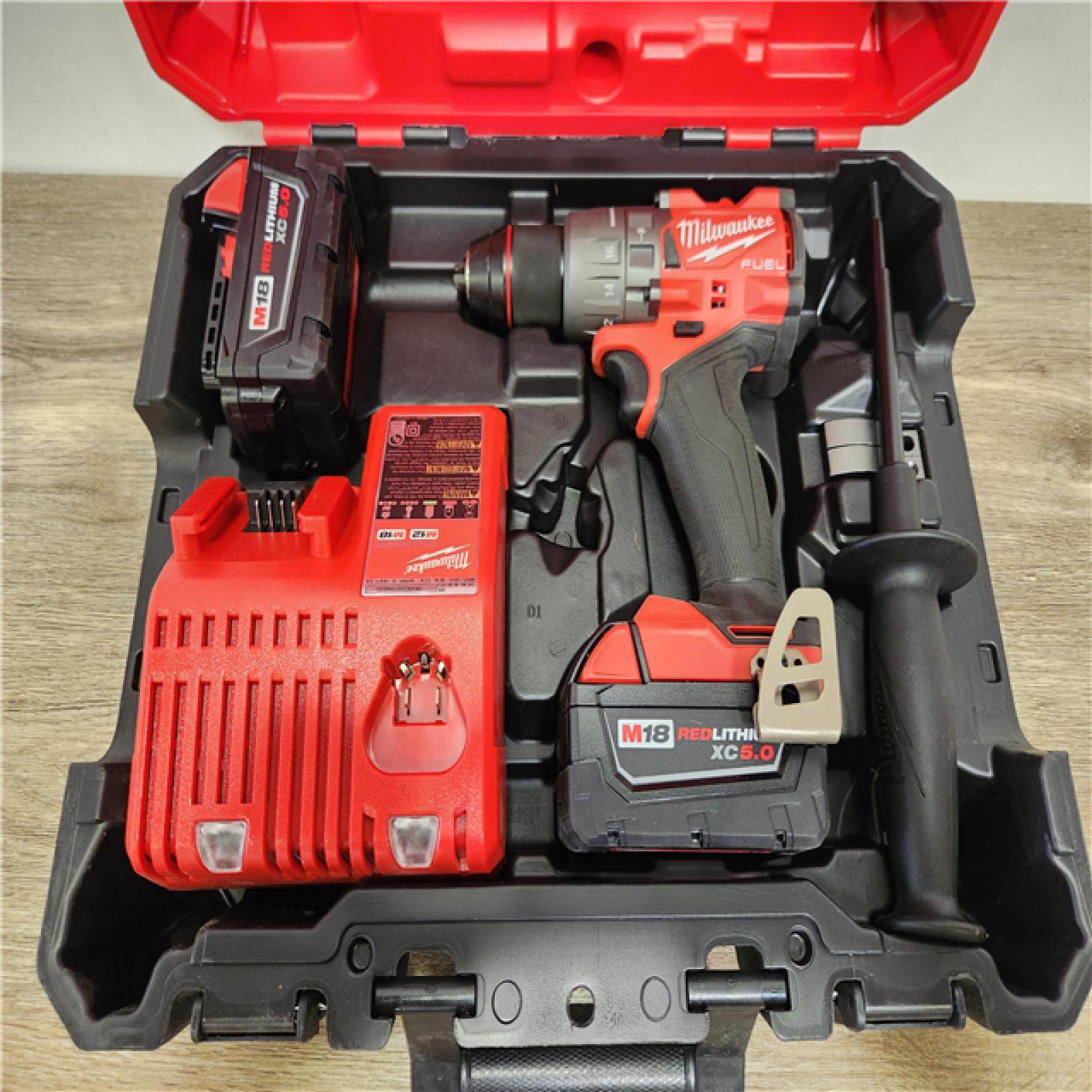 Phoenix Location NEW Milwaukee M18 FUEL 18V Lithium-Ion Brushless Cordless 1/2 in. Hammer Drill Driver Kit with Two 5.0 Ah Batteries and Hard Case