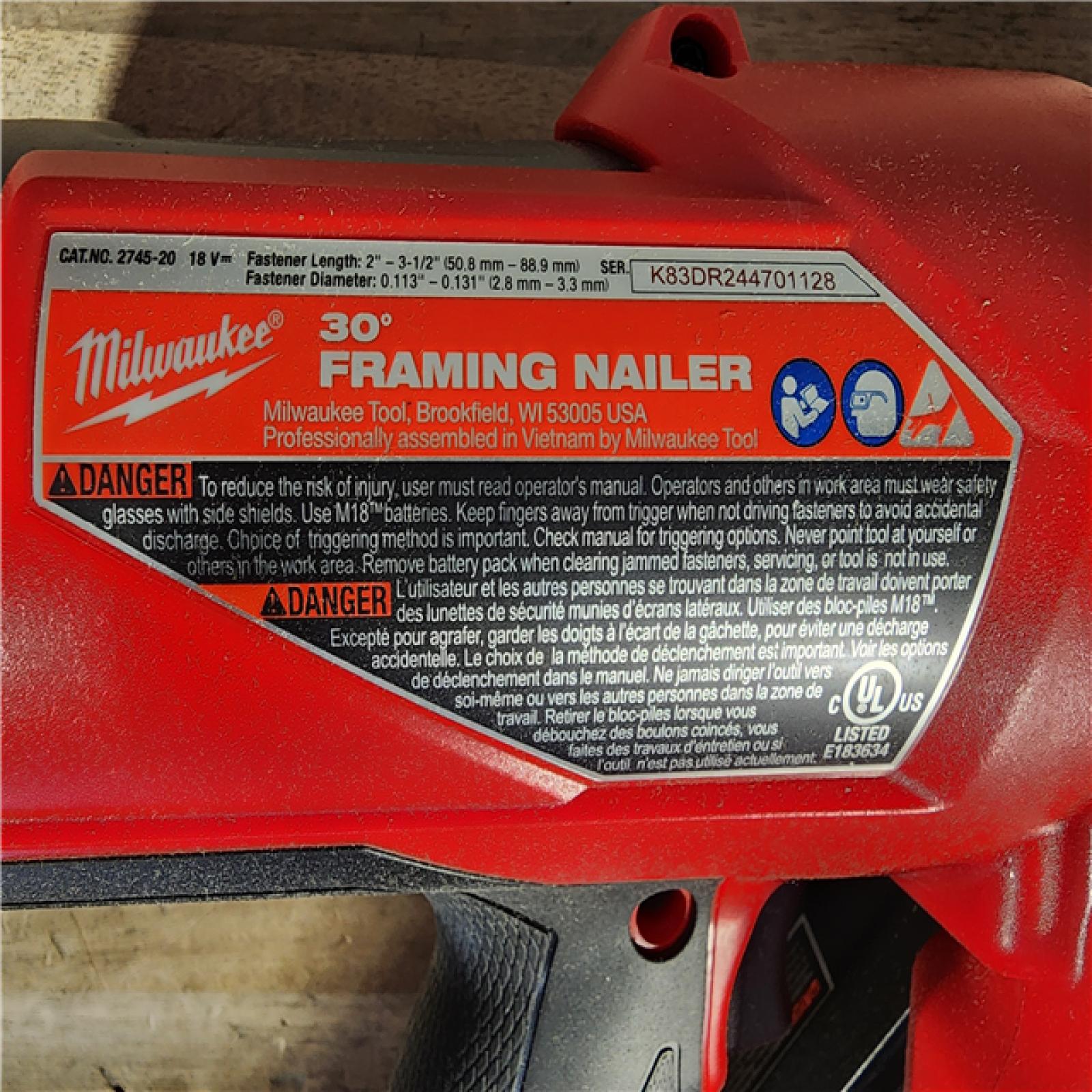 HOUSTON LOCATION - AS-IS M18 FUEL 3-1/2 in. 18-Volt 30-Degree Lithium-Ion Brushless Cordless Framing Nailer (Tool-Only)