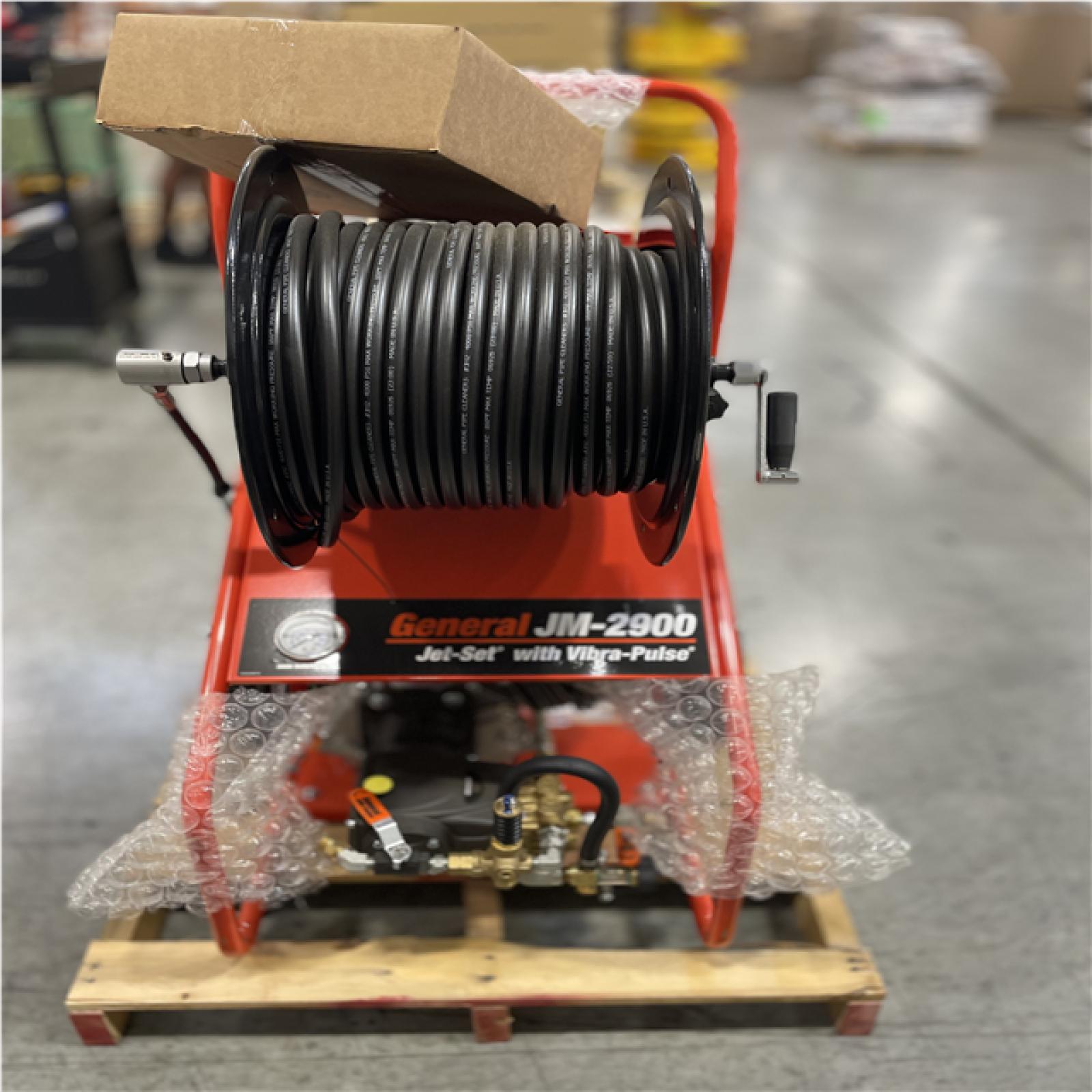 DALLAS LOCATION- AS-IS GENERAL WIRE Gas Water Jet w/ 200'x3/8 Hoses  Nozzle Set & Cleaning Tool