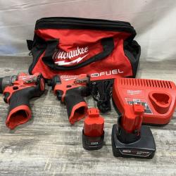 AS-IS Milwaukee FUEL 12-Volt Lithium-Ion Brushless Cordless Hammer Drill and Impact Driver Combo Kit