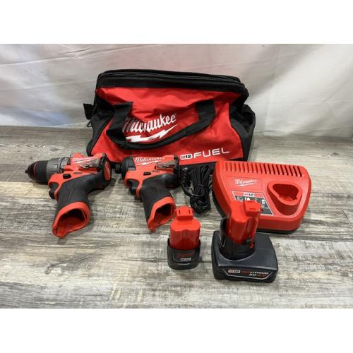 AS-IS Milwaukee FUEL 12-Volt Lithium-Ion Brushless Cordless Hammer Drill and Impact Driver Combo Kit