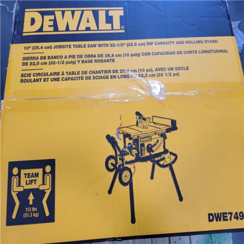 CALIFORNIA NEW DEWALT 10 JOBSITE TABLE SAW WITH RIP CAPACITY AND ROLLING STAND