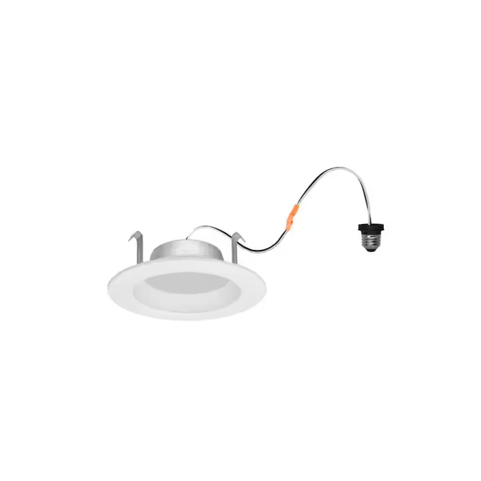 DALLAS LOCATION - Integrated LED 4 in. Retro Fit 3000K 550 Lumen Dimmable Recessed Light White  Wet Rated (12-Pack) PALLET-(140 CASES)