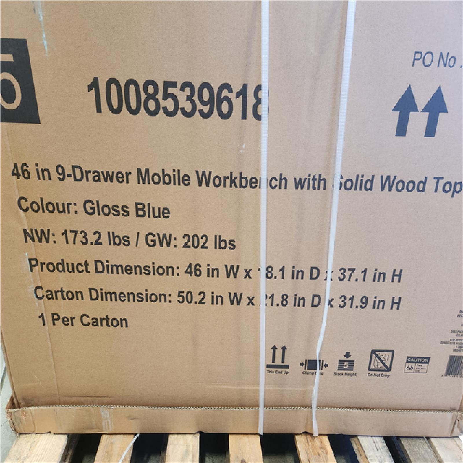 Phoenix NEW Husky Tool Storage 46 in. W x 18 in. D 9-Drawer Gloss Blue Mobile Workbench Cabinet