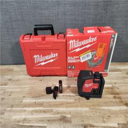 HOUSTON LOCATION - AS-IS Milwaukee 100 ft. REDLITHIUM Lithium-Ion USB Green Rechargeable Cross Line Laser Level with Charger