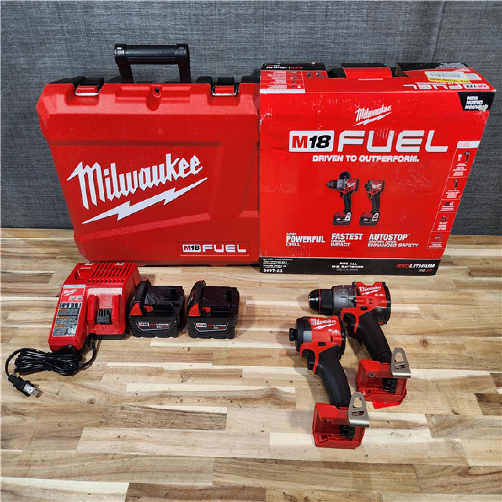 HOUSTON LOCATION - AS-IS (APPEARS LIKE NEW) Milwaukee FUEL 18V Lithium-Ion Brushless Cordless Hammer Drill and Impact Driver Combo Kit