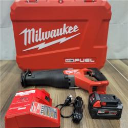 AS-IS MILWAUKEE M18 FUEL 18V Lithium-Ion Brushless Cordless SAWZALL Reciprocating Saw Kit W/one 5.0 Ah Batteries, Charger and Case