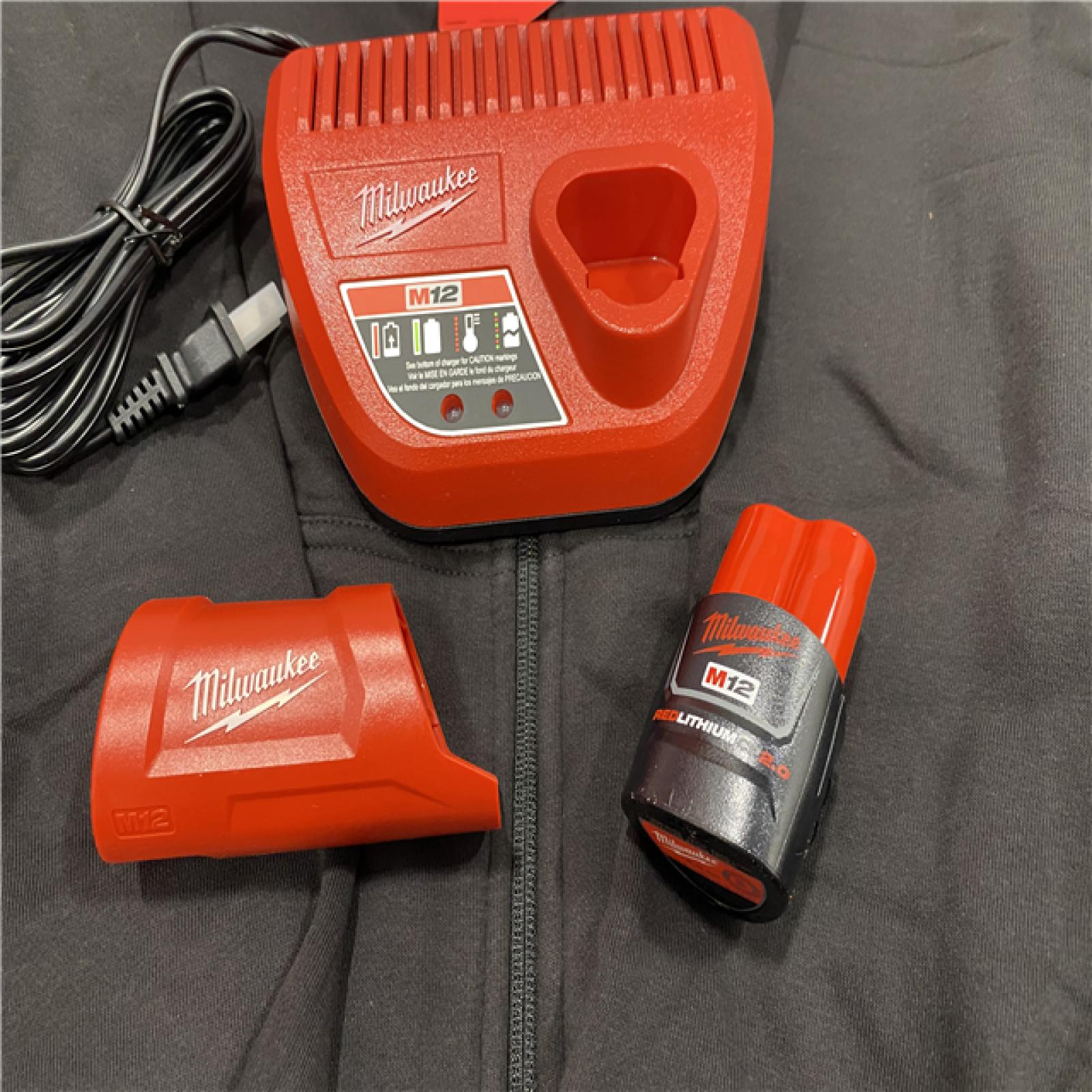 AS-IS Milwaukee Men's 2X-Large 12-Volt Lithium-Ion Cordless Black Heated Jacket Hoodie Kit