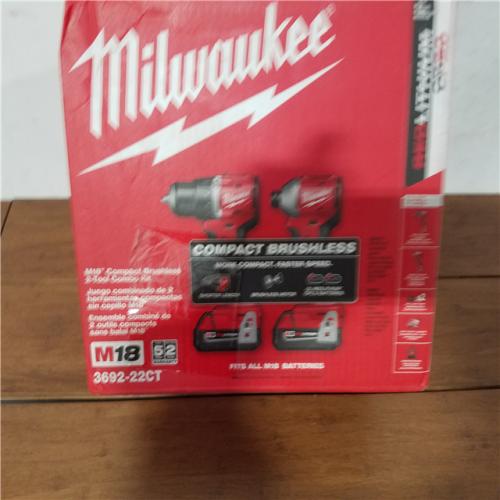 California NEW Milwaukee M18 Compact Brushless 2-Tool Combo Kit  Includes (2) Batteries  Charger & Bag