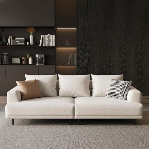 Phoenix NEW THE RIGHT PATH 7.48 in. Square Arm Fabric Square Sofa 82.67 in. Beige