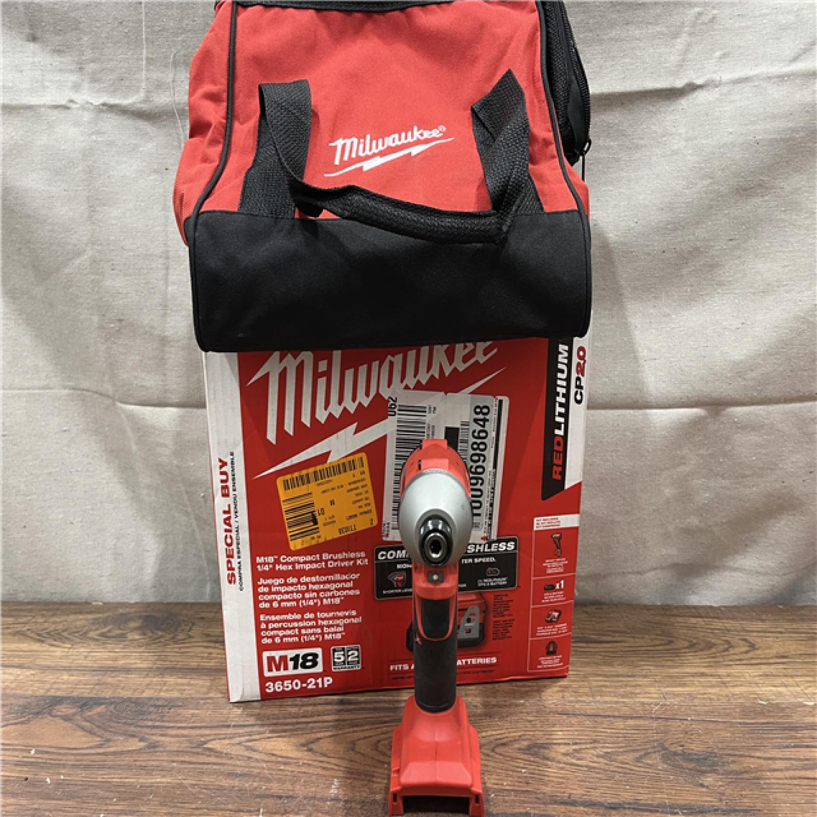 AS-IS Milwaukee M18 Compact Brushless 1/4  Hex Impact Driver Kit