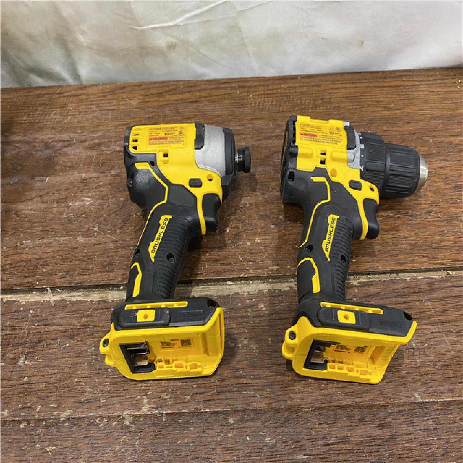 AS-IS Dewalt DCK225D2 20V MAX ATOMIC Brushless Compact Lithium-Ion 1/2 in. Cordless Drill Driver and 1/4 in. Impact Driver Combo Kit with 2 Batteries 2 Ah