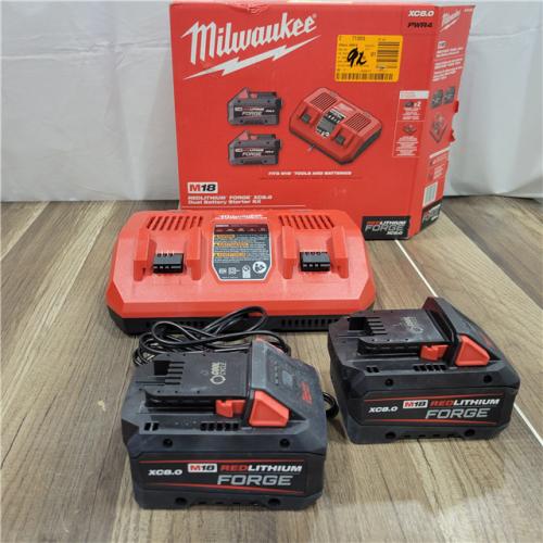 AS-IS Milwaukee   M18 18-Volt Lithium-Ion REDLITHIUM FORGE Starter Kit with Two XC 8.0 Ah Battery and Dual Bay Rapid Charger