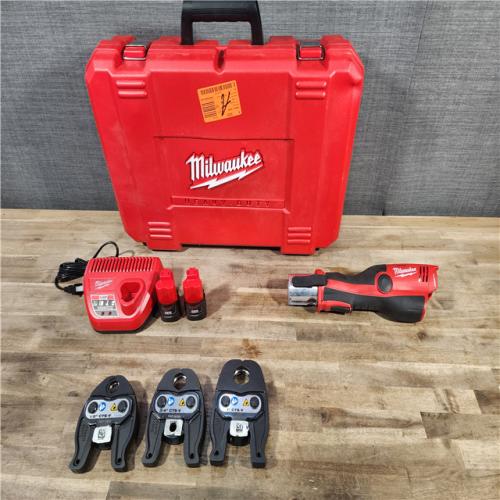 HOUSTON LOCATION - AS-IS MILWAUKEE 12-Volt Lithium-Ion Force Logic Cordless Press Tool Kit (3 Jaws Included) with Two 1.5 Ah Battery and Hard Case