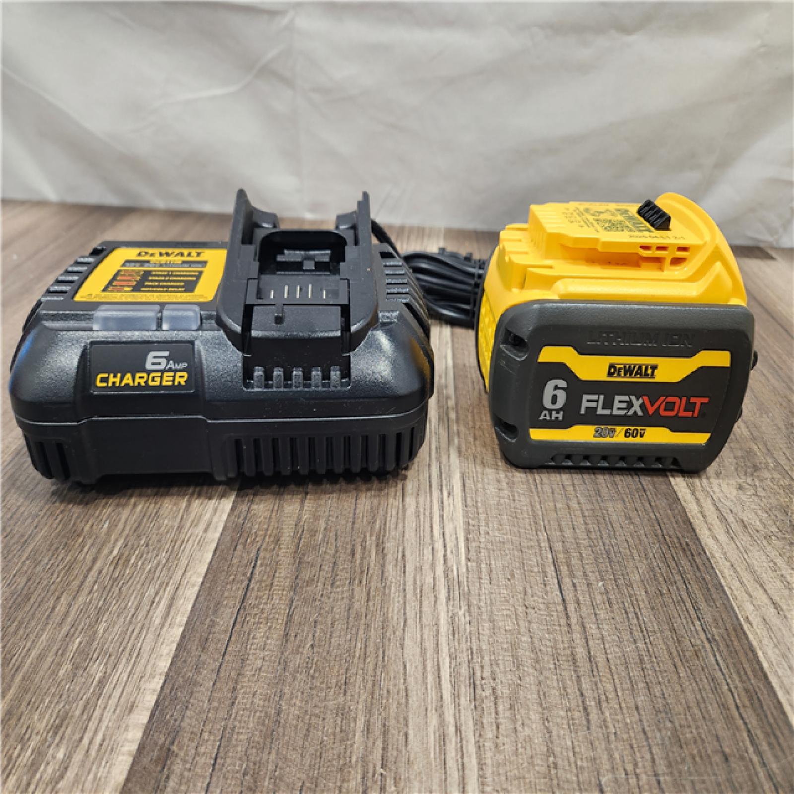 AS-IS DEWALT FLEXVOLT 20V/60V MAX Lithium-Ion 6.0Ah Battery Pack with 6 Amp Output Charger