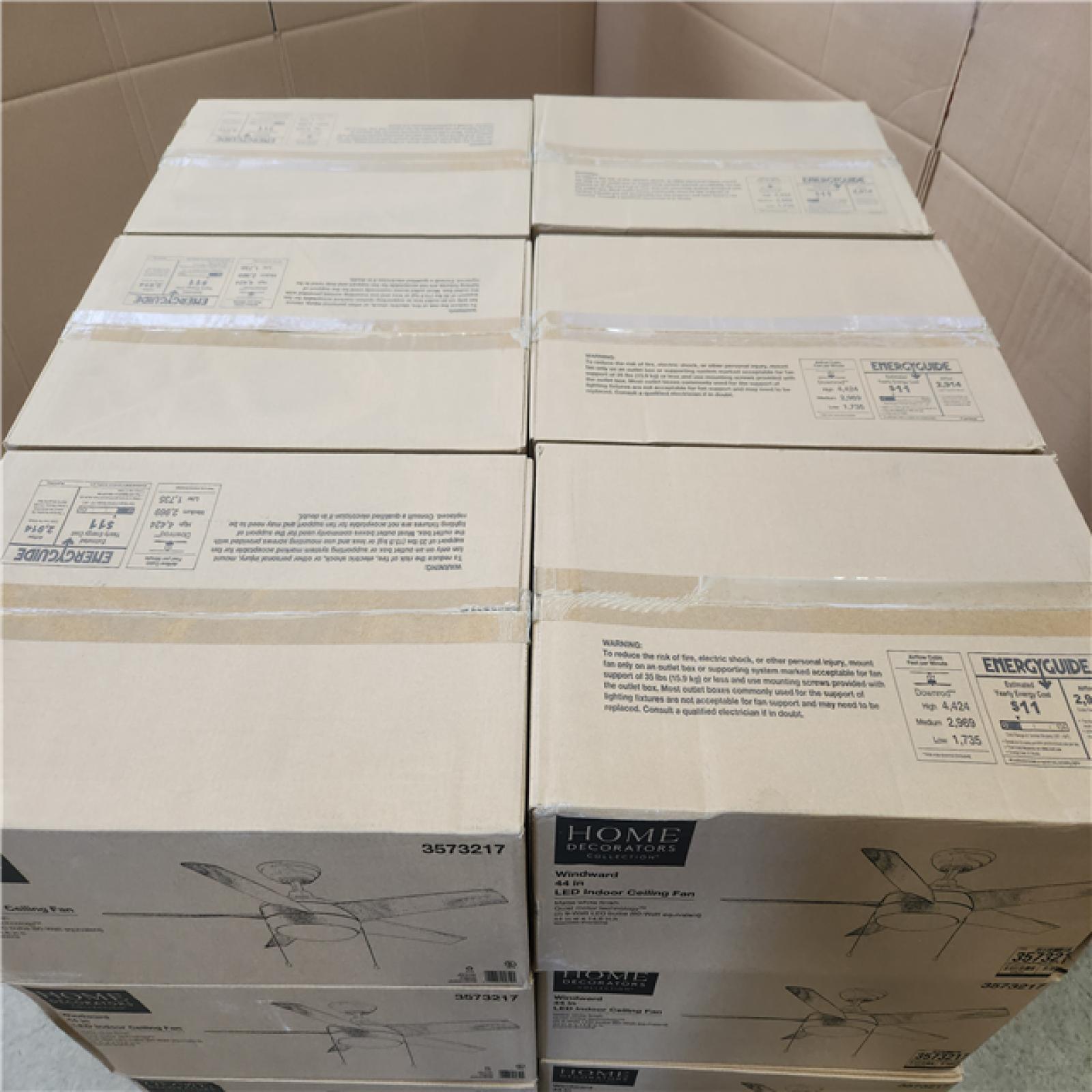 Phoenix NEW Home Decorators Collection Windward 44 in. LED Indoor Matte White Ceiling Fan with Light Kit Pallet 24 Count (SEALED)