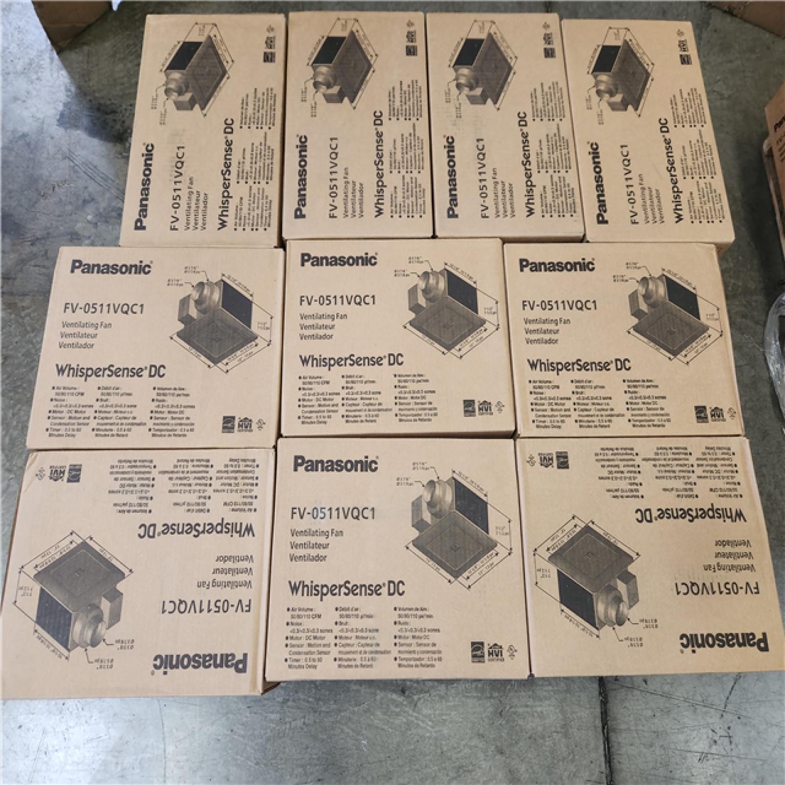 Phoenix NEW Panasonic WhisperSense DC Fan with Motion and Humidity Sensors Delay Timer and Pick-A-Flow Speed Selector 50  80 or 110 CFM Pallet of 11 (SEALED)