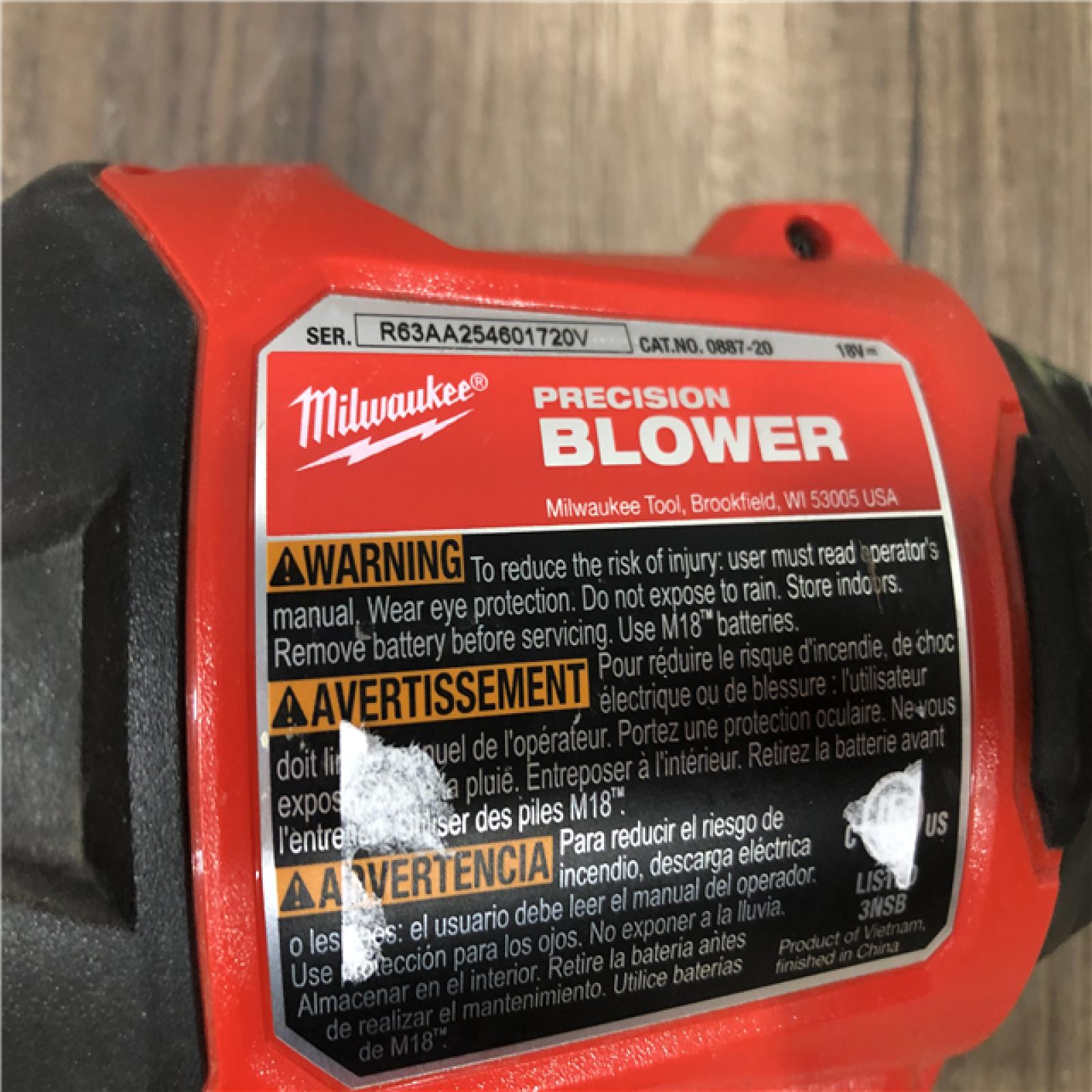 AS-IS Milwaukee 18V Lithium-Ion 570 MPH Brushless Cordless Precision Blower with Variable Speed Trigger and Trigger Lock