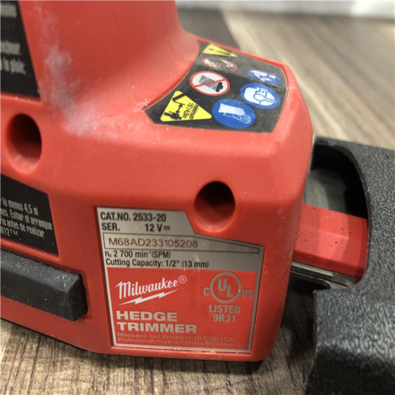 AS-IS Milwaukee  FUEL 8 in. 12V Lithium-Ion Brushless Cordless Battery Hedge Trimmer (Tool-Only)