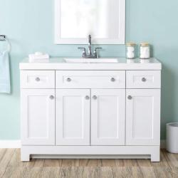 Phoenix NEW Glacier Bay Everdean 49 in. Single Sink White Bath Vanity with White Cultured Marble Top (Assembled)