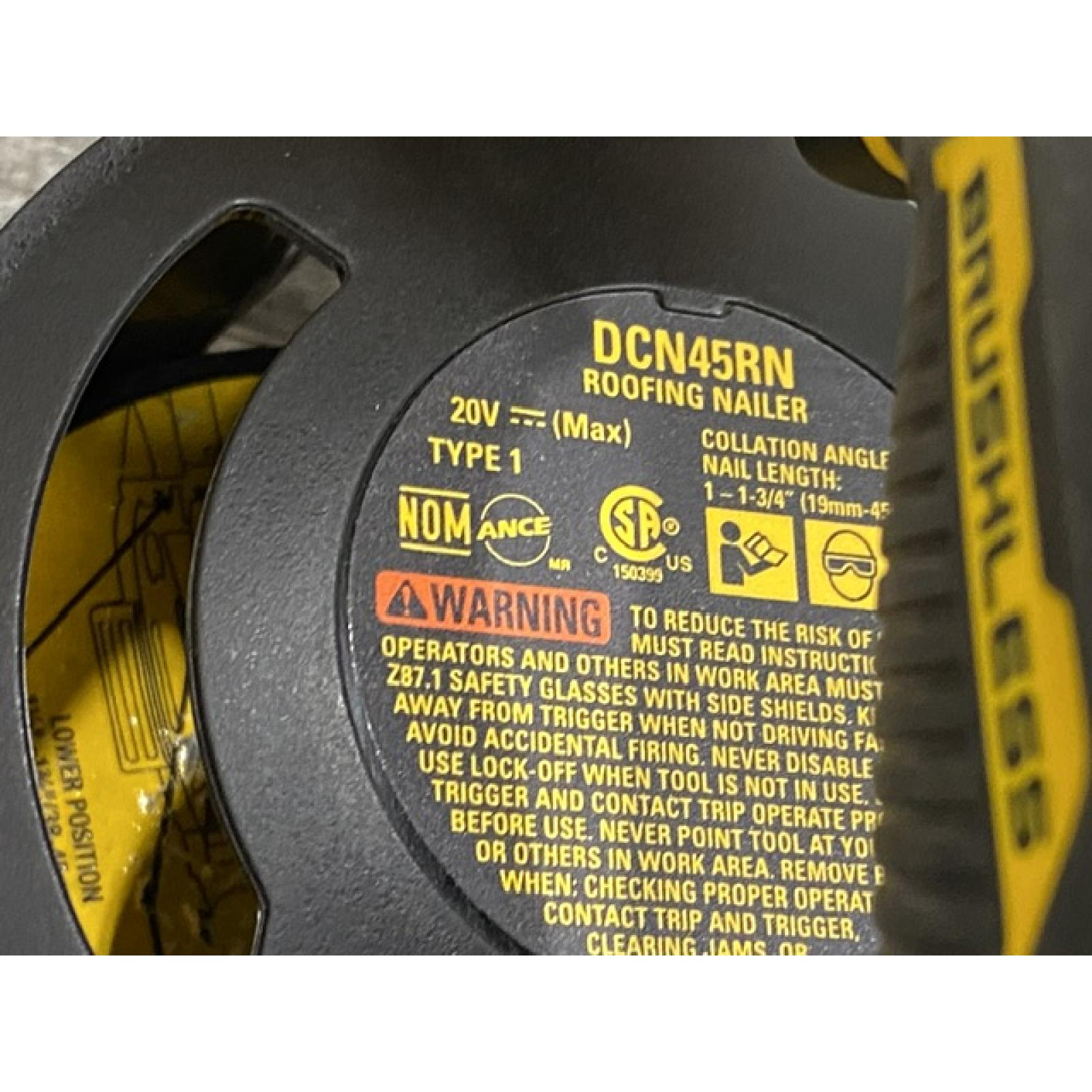 AS-IS DEWALT 20V MAX Lithium-Ion 15-Degree Electric Cordless Roofing Nailer Kit