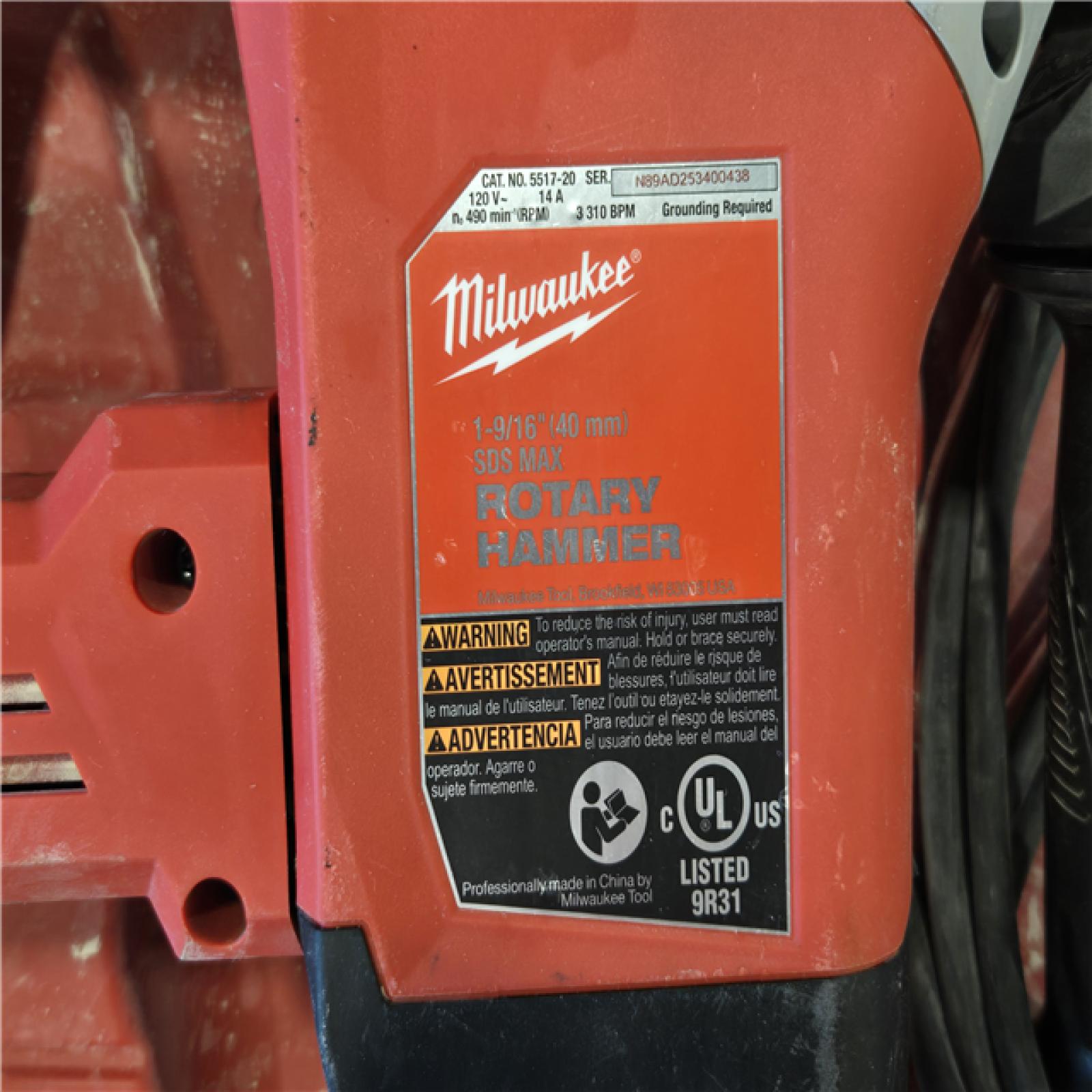 AS-IS Milwaukee 1-9/16 in. SDS-Max Rotary Hammer