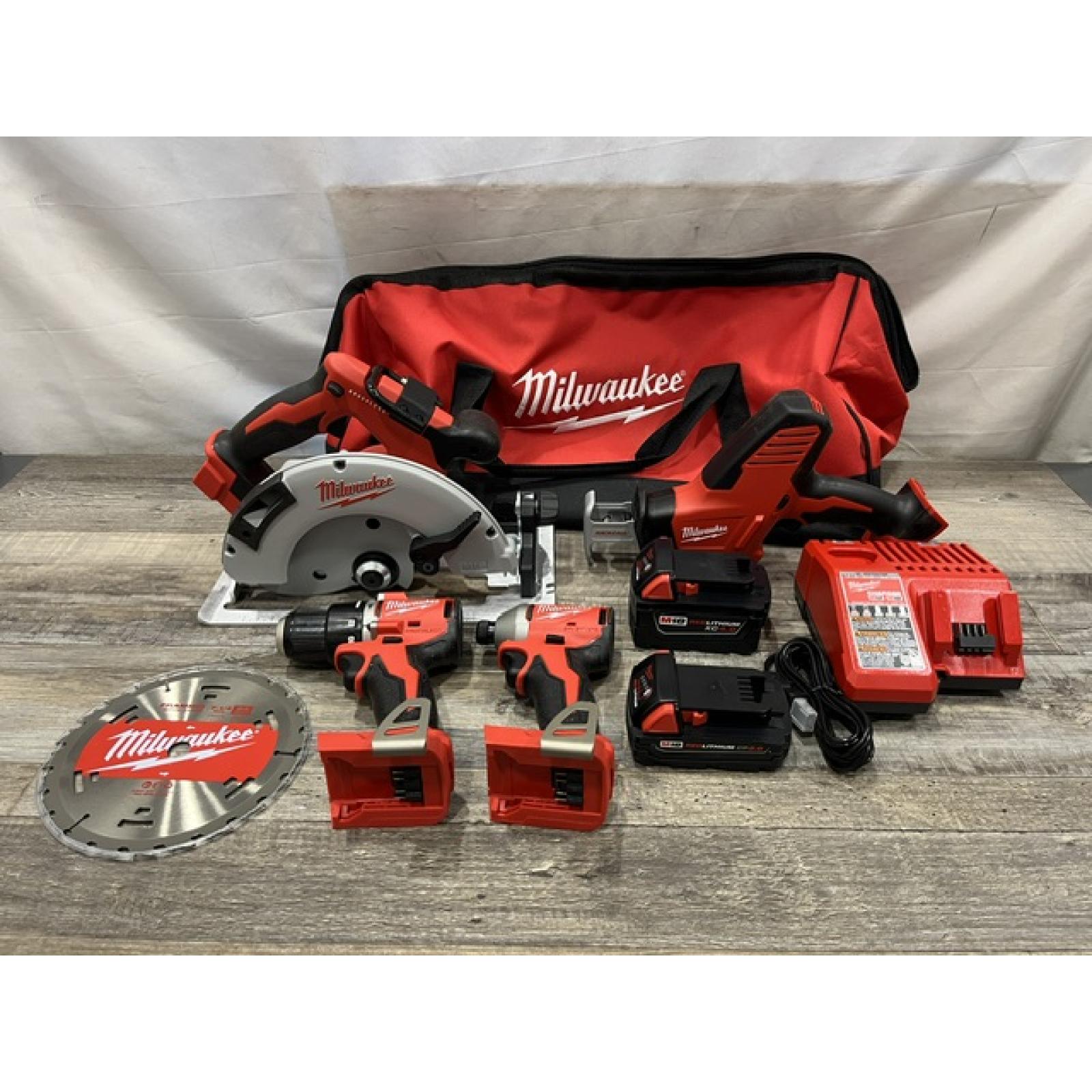 AS-IS Milwaukee 18-Volt Lithium-Ion Brushless Cordless (4-Tool) Combo Kit