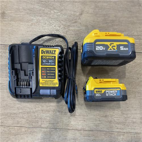 AS-IS DEWALT 20V MAX XR POWERSTACK Lithium-Ion Battery Starter Kit with 5.0Ah and 1.7Ah Batteries and Charger