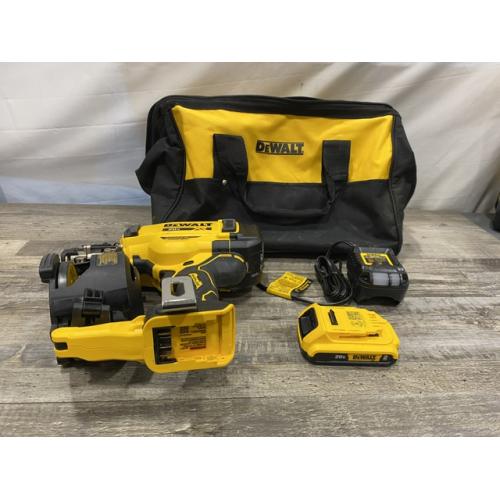 AS-IS DEWALT 20V MAX Lithium-Ion 15-Degree Electric Cordless Roofing Nailer Kit