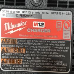 AS-IS Milwaukee M12 12V Lithium-Ion Compact 2.0 Ah Battery Pack (2-Pack) Starter Kit with Charger