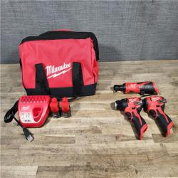 HOUSTON LOCATION - AS-IS MILWAUKEE 3 TOOL COMBO KIT W/ (2) BATTERY & CHARGER