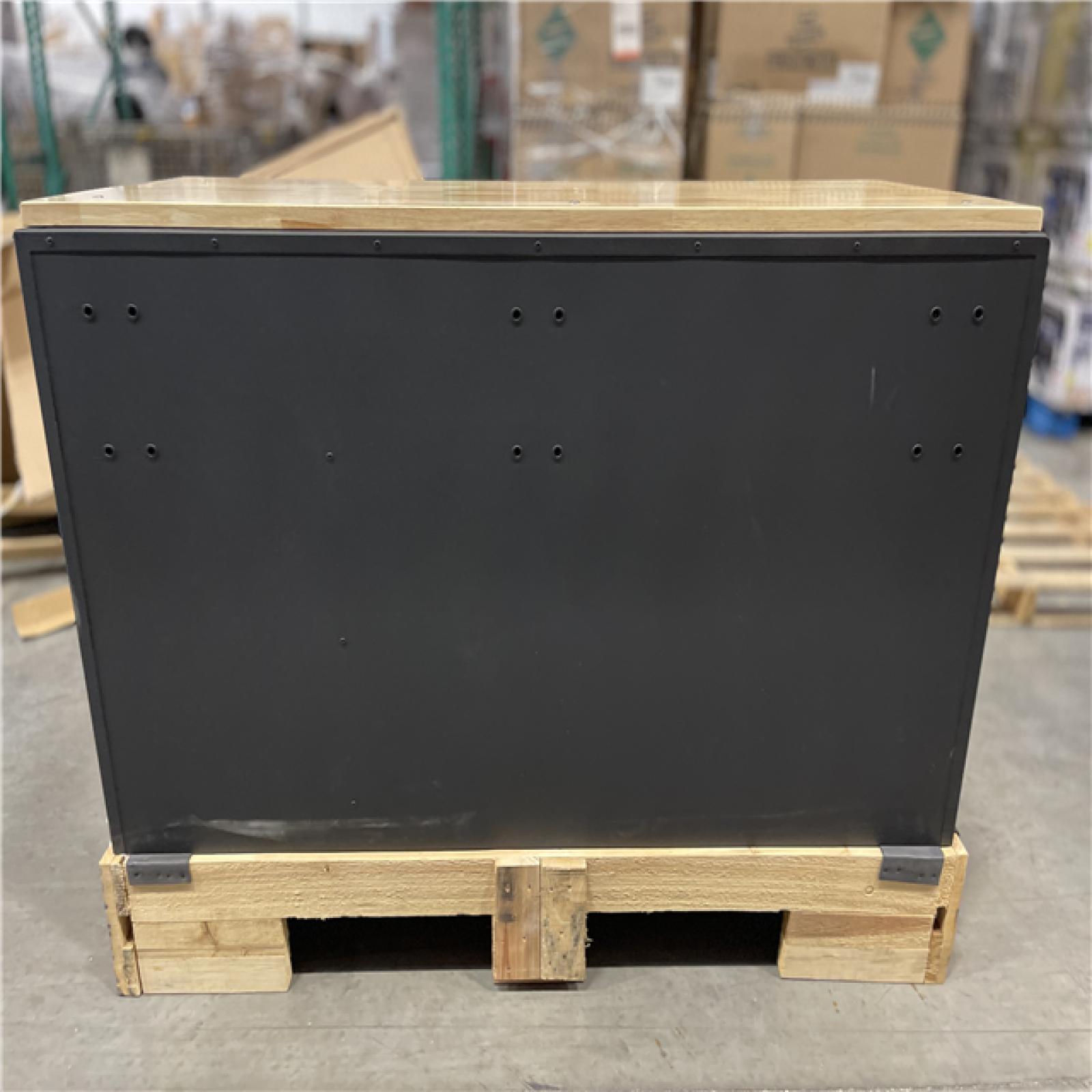 DALLAS LOCATION- AS-IS Husky 56 in. W x 27.6 in. D 10-Drawer Matte Black Heavy-Duty Mobile Workbench with Pegboard and Top Cabinets