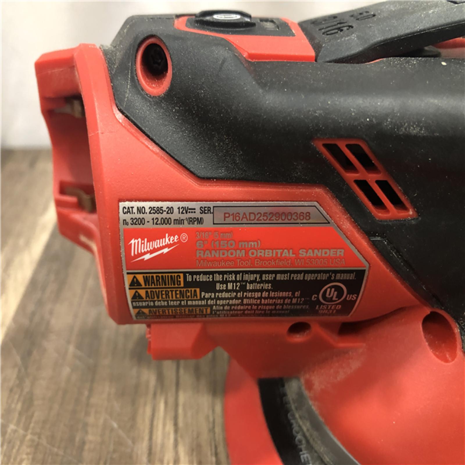 AS-IS Milwaukee FUEL 12V Lithium-Ion Brushless Cordless 6 in. Random Orbital Sander (3/16 in. Orbit) Tool-Only