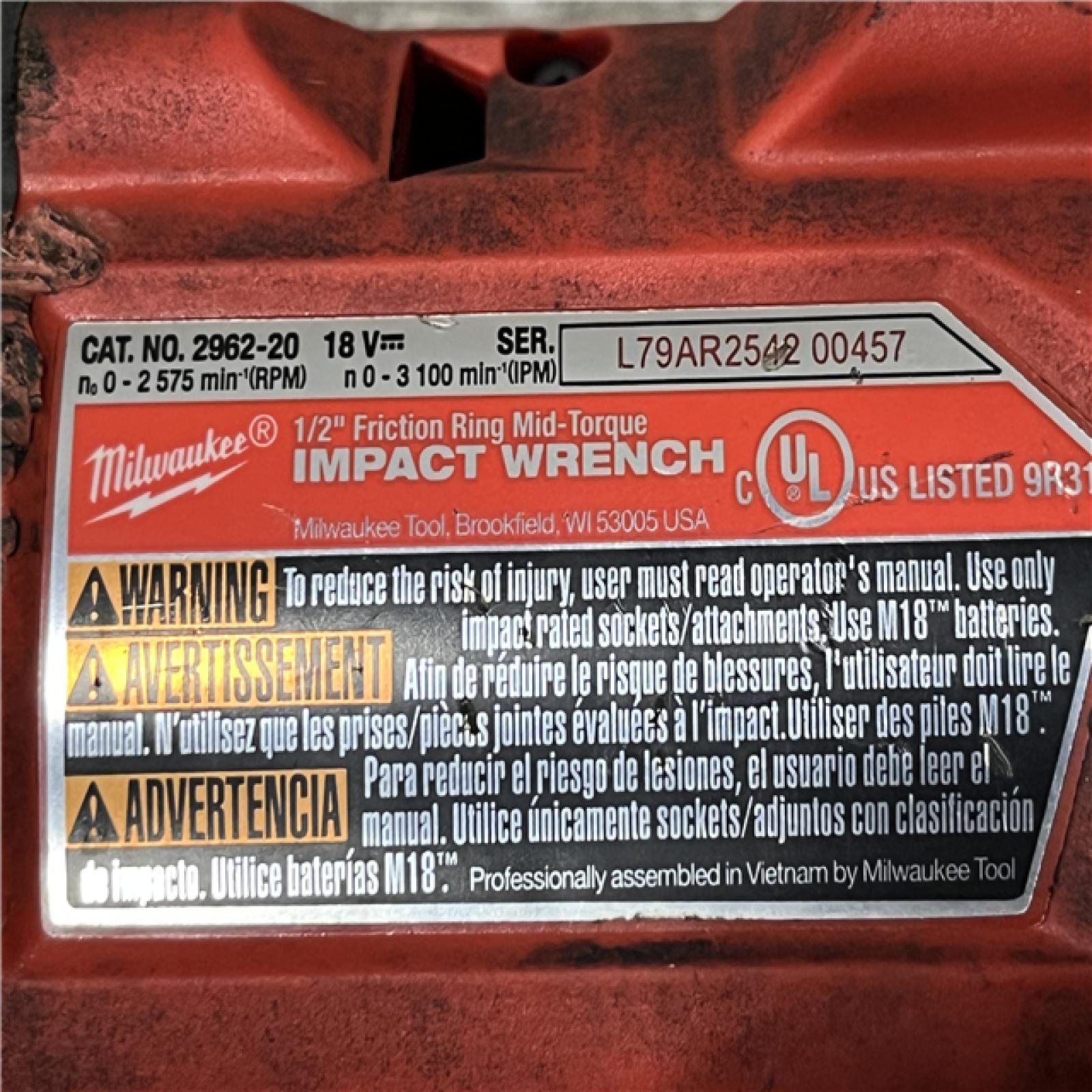 AS-IS Milwaukee FUEL Gen-2 18V Lithium-Ion Brushless Cordless Mid Torque 1/2 in. Impact Wrench w/Friction Ring (Tool-Only)