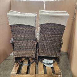 Phoenix LIKE NEW Bellefurn Rotavia Reclining 2-Piece Wicker Outdoor 360° Swivel Recliner with Beige Cushions  Adjustable Backrest  Footrest