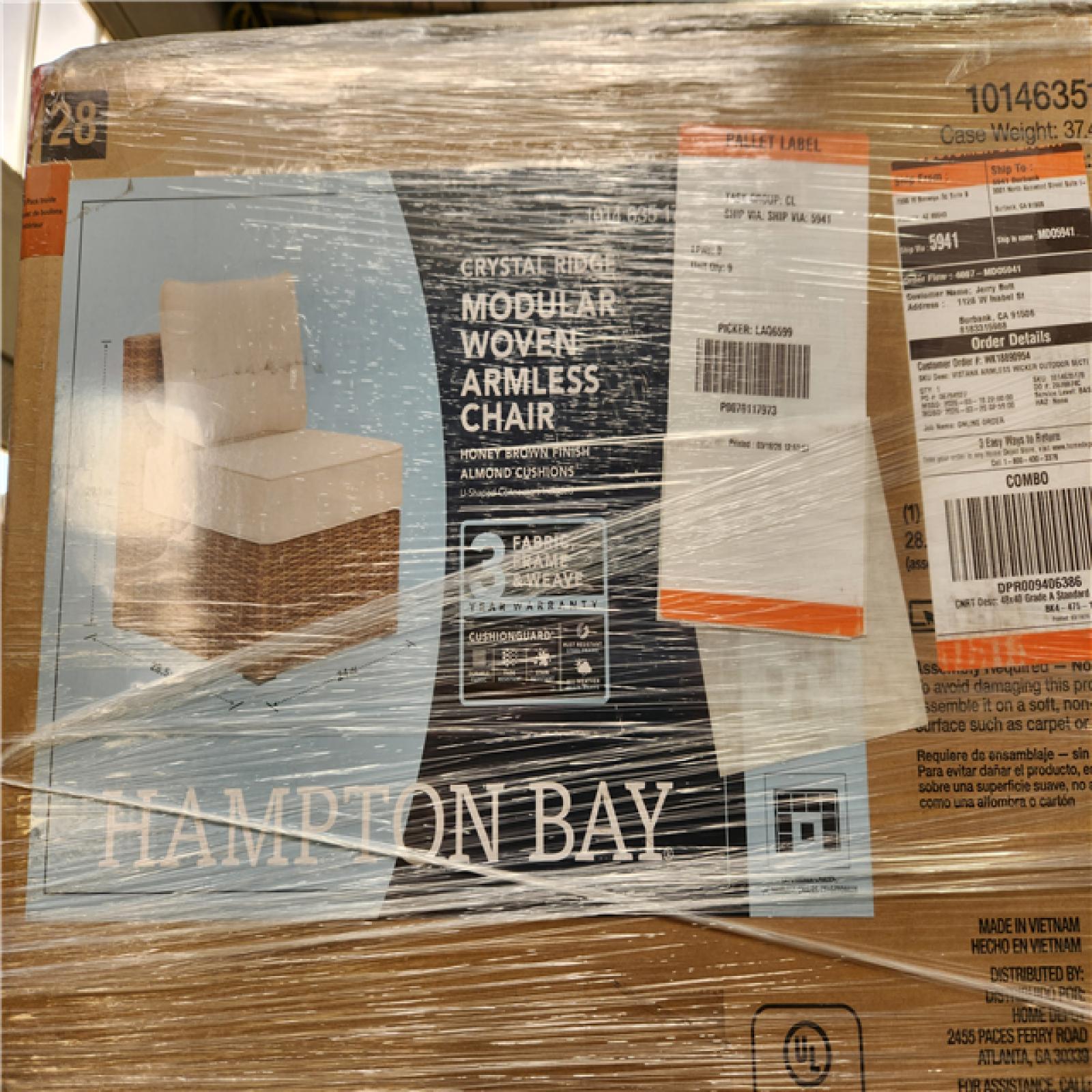 Phoenix NEW Hampton Bay Crystal Ridge Wicker Outdoor Modular Sectional Set With Almond CushionGuard Cushions (5-Piece Set)