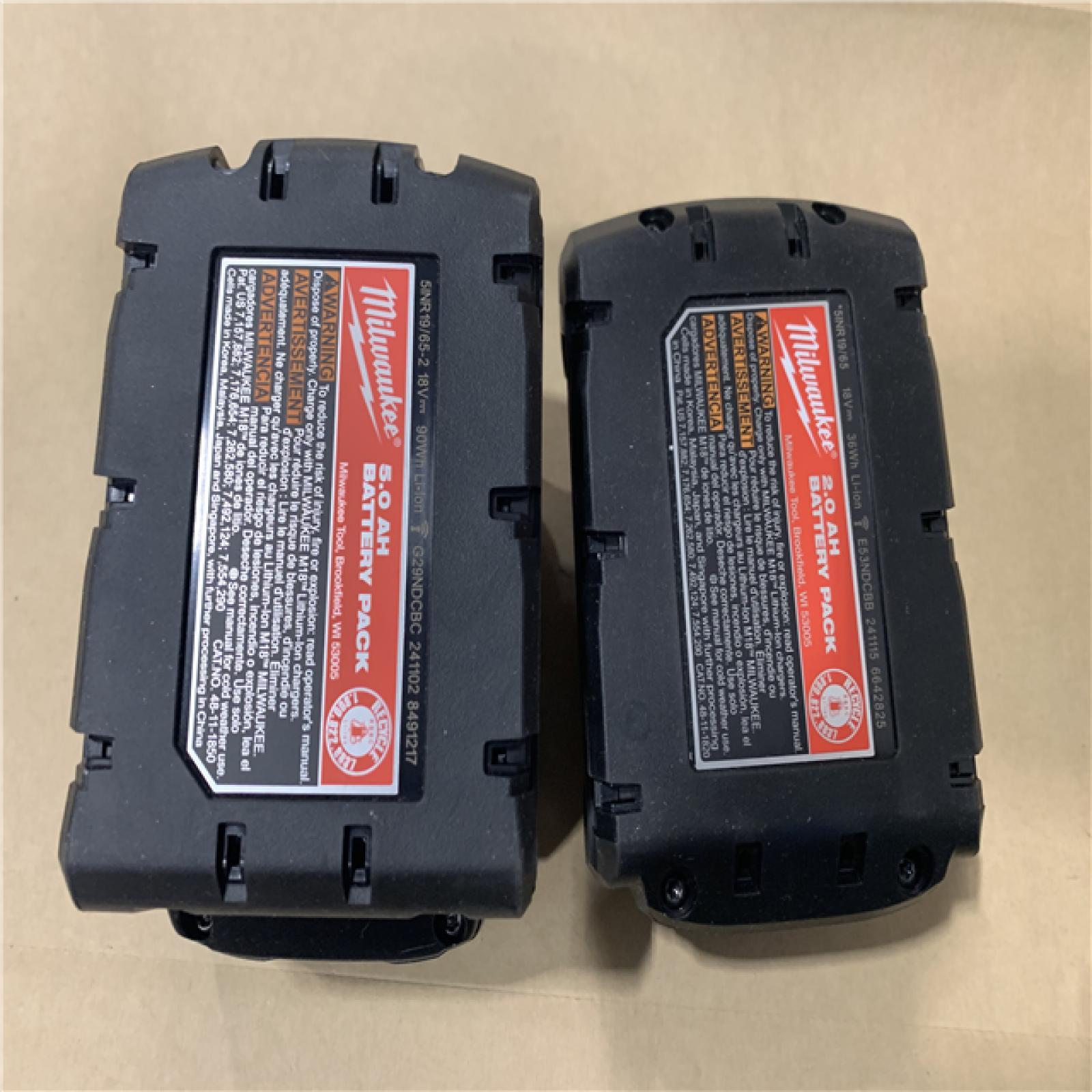 AS-IS Milwaukee M18 18-Volt Lithium-Ion Starter Kit with One 5.0 Ah and One 2.0 Ah Battery and Charger