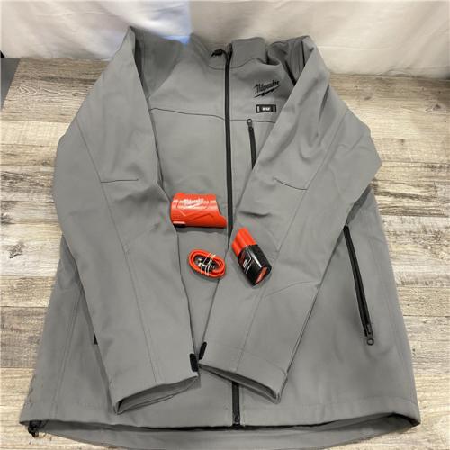 AS-IS Milwaukee Men's X-Large 12-Volt Lithium-Ion Cordless Tough Shell Gray Heated Jacket Kit