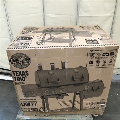 California LIKE-NEW Char-Griller Texas Trio 4-Burner Dual Fuel Grill With Smoker
