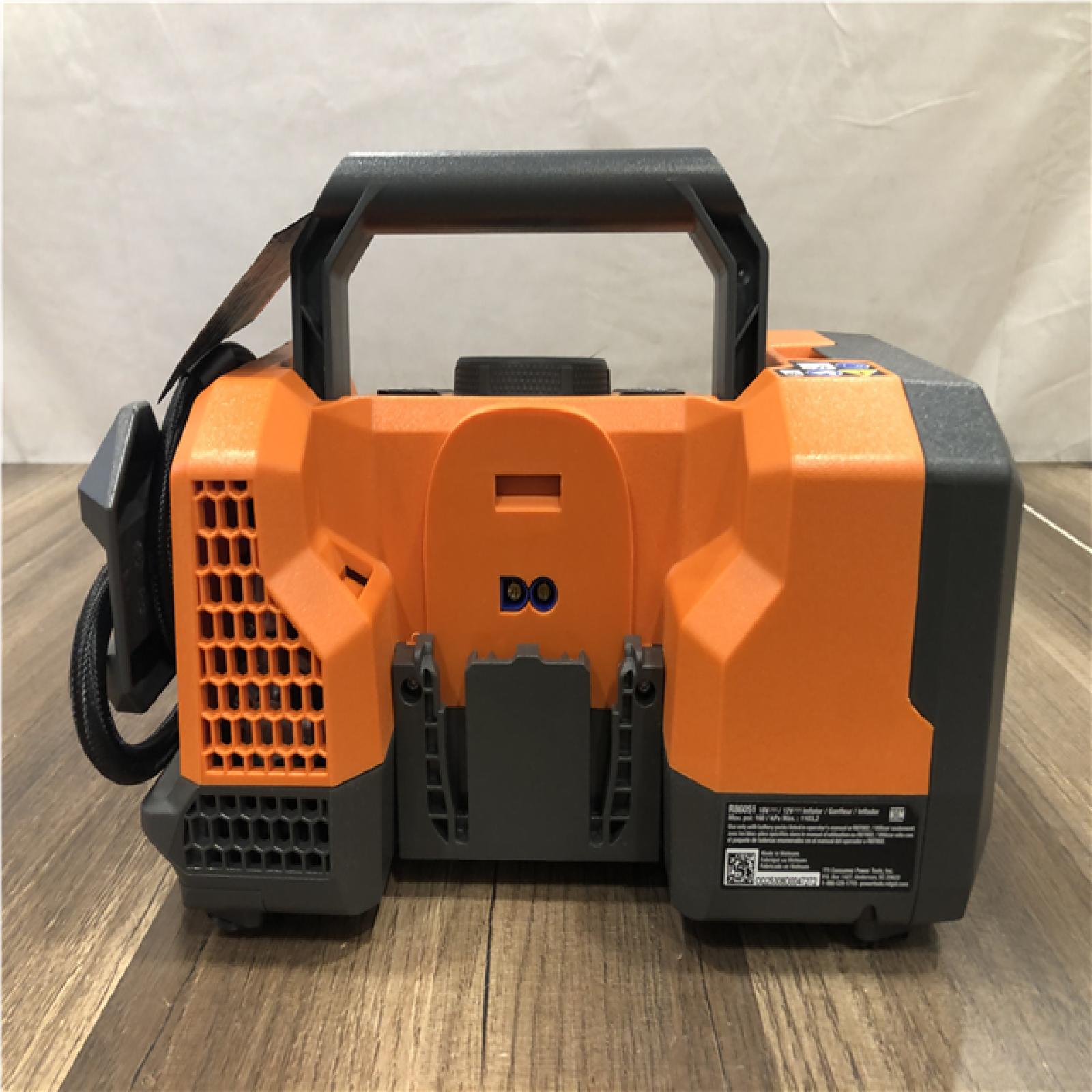 AS-IS 18V Dual Function Cordless Inflator (Tool Only) with Valve Adaptor  Needle  (2) Nozzles  and 12V Power Cord