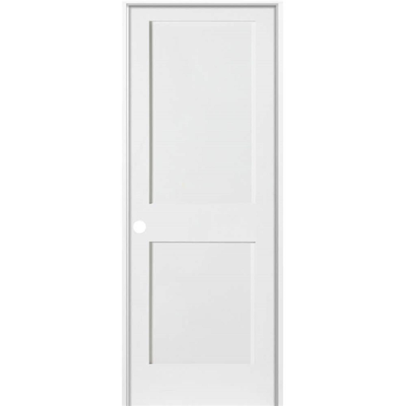 Phoenix NEW Krosswood Doors 36 in. x 80 in. Craftsman Shaker Primed MDF 2-Panel Right-Hand Wood Single Prehung Interior Door
