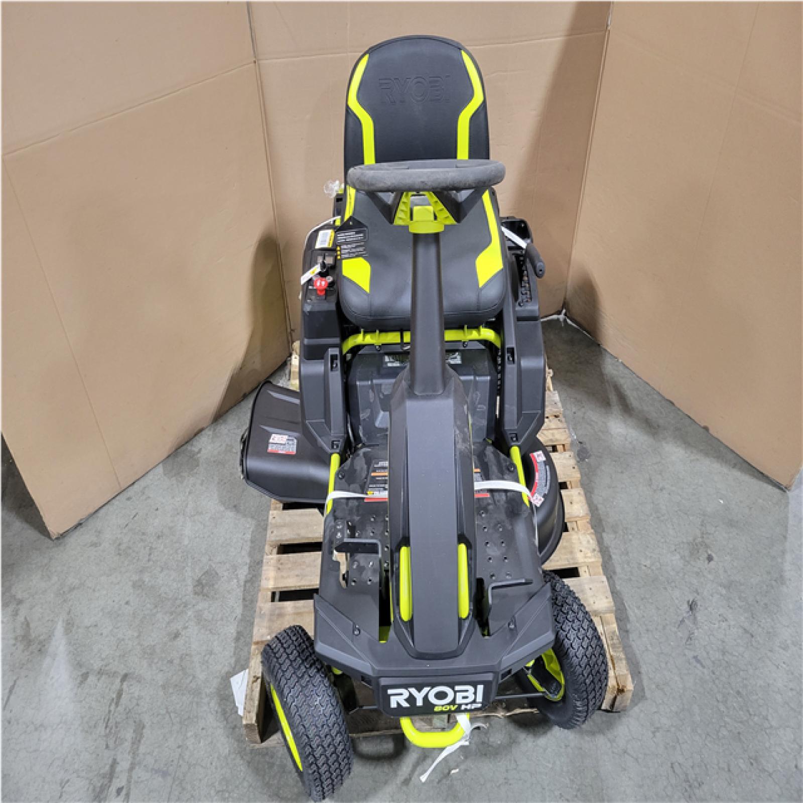 CALIFORNIA AS-IS RYOBI 80V BRUSHLESS R1 30 ELETRIC SIT DOWN LAWN MOWER