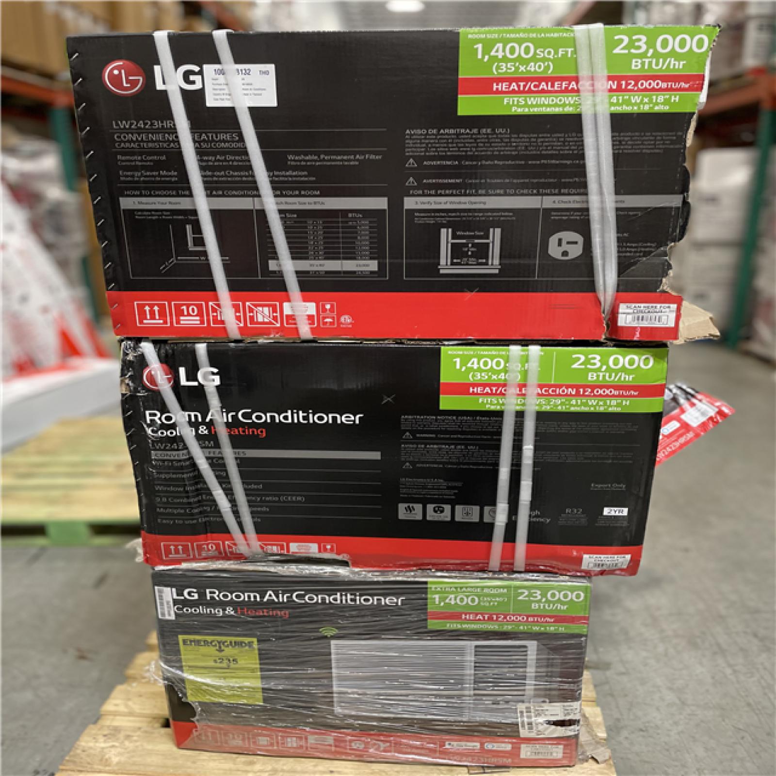 DALLAS LOCATION- AS-IS LG 23,000 BTU 230/208-Volt Window Air Conditioner Unit PALLET (3 UNITS)