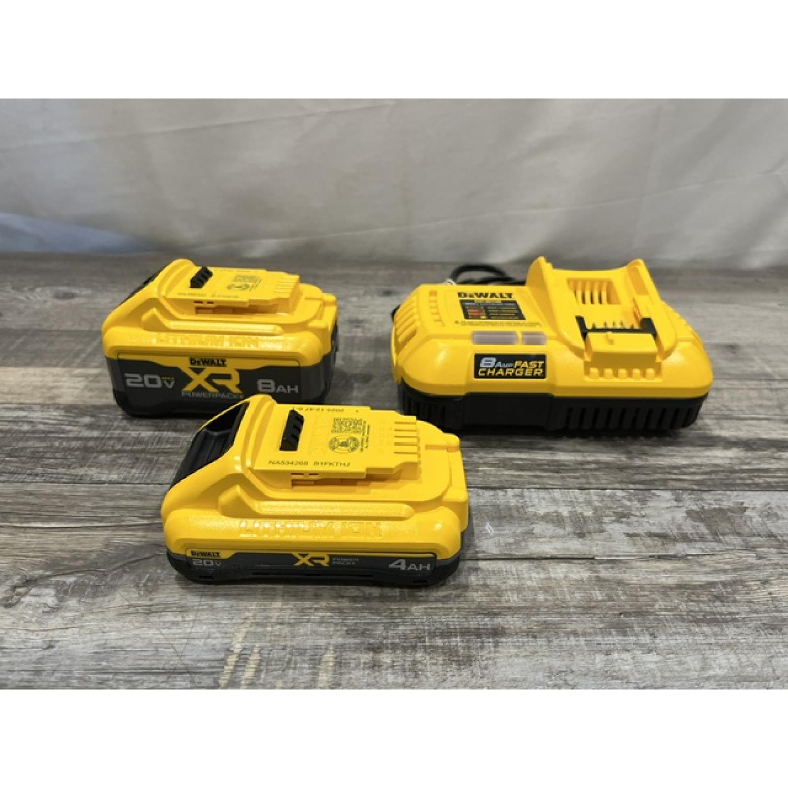 AS-IS DEWALT 20V XR Lithium-Ion Starter Pack with 8.0 Ah and 4.0 Ah Battery Packs and Charger