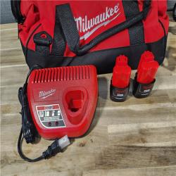 HOUSTON LOCATION - AS-IS (APPEARS LIKE NEW) MILWAUKEE M12 12V Lithium-Ion Cordless Combo Kit (5-Tool) with Two 1.5Ah Batteries, Charger & Tool Bag