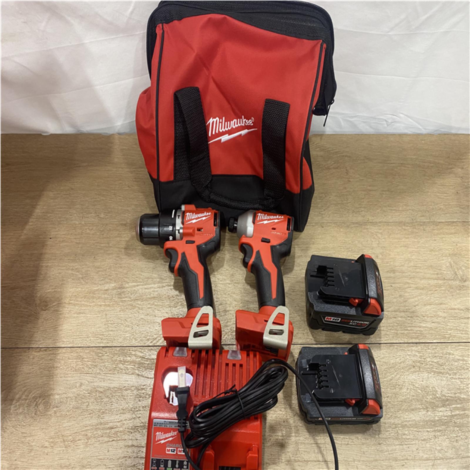 AS-IS Milwaukee 18-Volt Lithium-Ion Brushless Cordless Compact Hammer Drill/Impact Combo Kit