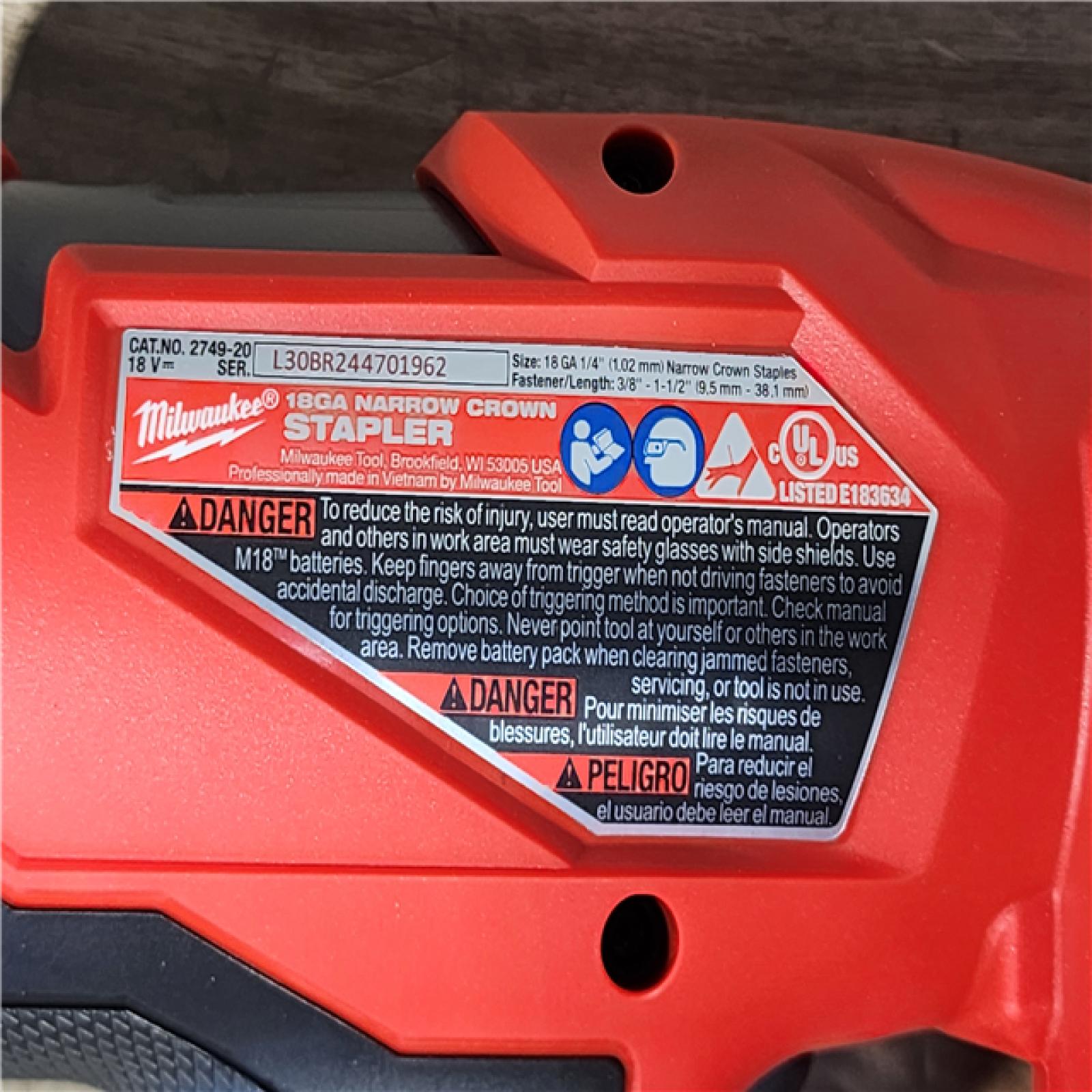 HOUSTON LOCATION - AS-IS (APPEARS LIKE NEW) MILWAUKEE FUEL 18-Volt Lithium-Ion Brushless Cordless 18-Gauge 1/4 in. Narrow Crown Stapler (Tool-Only)